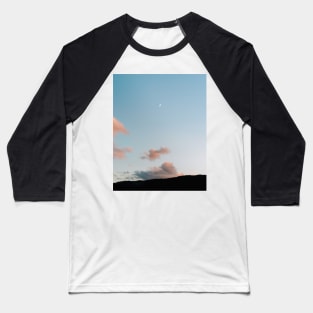 Pastel moody sunset clouds with a small moon Baseball T-Shirt